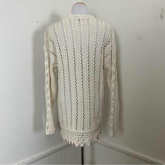 Vtg Chaus Longline Cable Knit Hobnail Sweater Womens M Ramie Cotton Cottage - Picture 7 of 17
